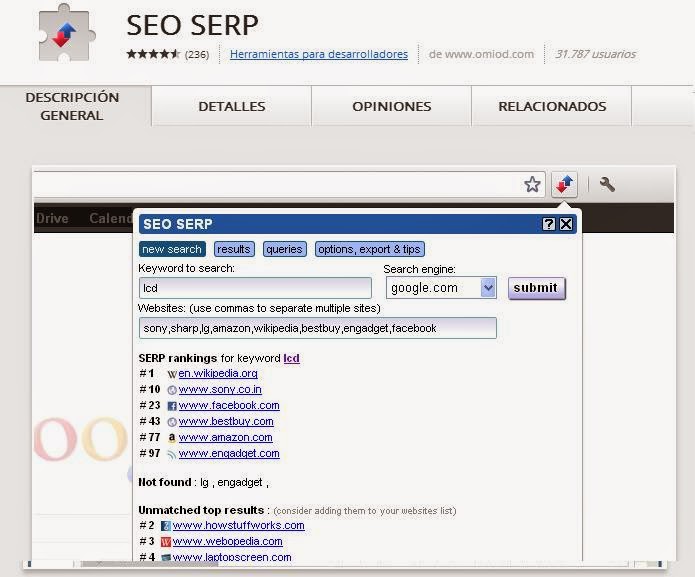 SEO SERP Extension Google Chrome